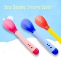 undefined, Rosiky 3pcs Baby Feeding Silicon Spoon Baby Safety Temperature Sensing Kids Flatware Feeding Spoons