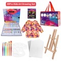 undefined, 39Pcs Kids Art Drawing Set 24 Vibrant Colors Acrylic Paint with 6 Brushes/Paint Palette/Easel/Painting Smock Color Mixing Chart