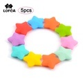 undefined, LOFCA 5pcs Silicone Beads Soft Baby Teething Beads Diy Jewelry Bracelet Necklace and Pendant baby teether silicone star Shape