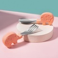 undefined, Cartoon Elephant Horse Baby Feeding Spoon Fork Tableware Set Food Grade Silicone Kids Cute Baby Gadgets Utensils Dinnerware