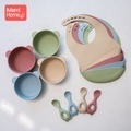 undefined, 1Set Silicone Baby Feeding Bowl Tableware Baby Cute Bear Silicone Bibs Baby Silicone Plate Suction Tableware For Kids BPA Free