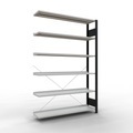 SCHULTE, SCHULTE Aktenregal AF, einseitig, mit Endanschlägen, FL 85 kg, schwarz, HxBxT 2.000 x 1.300 x 300 mm