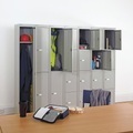Bisley, BISLEY Schliessfachschrank, 6 Fächer, Tiefe 457 mm, lichtgrau