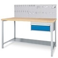 Jungheinrich PROFISHOP, Komplett-Set Werkbanktisch mit Schublade + Lochplattenrückwand + Hakensortiment, HxBxT 1.310 x 2.000 x 750 mm