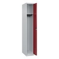 CP, C+P Spind Classic PLUS, 1 Abteil, HxBxT 1.850 x 300 x 500 mm, lichtgrau, rubinrot, Zylinderschloss, ohne Mitteltrennwand