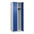 CP, C+P Spind Classic PLUS, 2 Abteile, lichtgrau / enzianblau, B 600 mm, mit Bodengleitern, Zylinderschloss