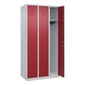 CP, C+P Spind Classic PLUS, 3 Abteile, HxBxT 1.850 x 900 x 500 mm, lichtgrau, rubinrot, Zylinderschloss, ohne Mitteltrennwand