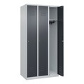 CP, C+P Spind Classic PLUS, 3 Abteile, lichtgrau / grau, B 900 mm, mit Bodengleitern, Zylinderschloss