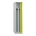 CP, C+P Spind Classic PLUS, 1 Abteil, HxBxT 1.850 x 300 x 500 mm, lichtgrau, clowngrün, Zylinderschloss, mit Mitteltrennwand