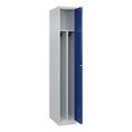 CP, C+P Spind Classic PLUS, 1 Abteil, HxBxT 1.850 x 300 x 500 mm, lichtgrau, enzianblau, Zylinderschloss, mit Mitteltrennwand
