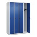 CP, C+P Spind Classic PLUS, 4 Abteile, lichtgrau / enzianblau, B 1200 mm, mit Bodengleitern, Drehriegel