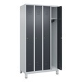 CP, C+P Spind Classic PLUS, Füsse, 4 Abteile, HxBxT 1.950 x 1.000 x 500 mm, lichtgrau, anthrazitgrau, Zylinderschloss, ohne Mitteltrennwand