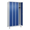CP, C+P Spind Classic PLUS, Füsse, 4 Abteile, HxBxT 1.950 x 1.000 x 500 mm, lichtgrau, enzianblau, Zylinderschloss, ohne Mitteltrennwand