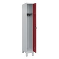 CP, C+P Spind Classic PLUS, Füsse, 1 Abteil, HxBxT 1.950 x 300 x 500 mm, lichtgrau, rubinrot, für Vorhängeschloss, ohne Mitteltrennwand