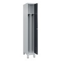 CP, C+P Spind Classic PLUS, Füsse, 1 Abteil, HxBxT 1.950 x 300 x 500 mm, lichtgrau, anthrazitgrau, Zylinderschloss, mit Mitteltrennwand
