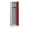 CP, C+P Spind Classic PLUS, Füsse, 1 Abteil, HxBxT 1.950 x 400 x 500 mm, lichtgrau, rubinrot, für Vorhängeschloss, mit Mitteltrennwand