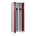 CP, C+P PSA Doppel-Spind Classic PLUS, Füsse, 2 Abteile, HxBxT 1.950 x 600 x 500 mm, lichtgrau, rubinrot, für Vorhängeschloss