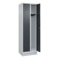 CP, C+P Spind Classic PLUS, 2 Abteile, lichtgrau / grau, B 600 mm, mit Bodensockel, Zylinderschloss