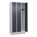 CP, C+P Spind Classic PLUS, 3 Abteile, lichtgrau / grau, B 900 mm, mit Bodensockel, Zylinderschloss