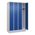 CP, C+P Spind Classic PLUS, 4 Abteile, lichtgrau / enzianblau, B 1200 mm, mit Bodensockel, Zylinderschloss