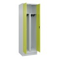 CP, C+P PSA Doppel-Spind Classic PLUS, Sockel, 2 Abteile, HxBxT 1.950 x 600 x 500 mm, lichtgrau, clowngrün, Zylinderschloss