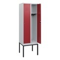 CP, C+P Spind Classic PLUS, Gestell, 2 Abteile, HxBxT 1.950 x 600 x 500 mm, lichtgrau, rubinrot, Zylinderschloss, ohne Mitteltrennwand
