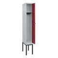 CP, C+P Spind Classic PLUS, Gestell, 1 Abteil, HxBxT 2.120 x 300 x 500 mm, lichtgrau, rubinrot, für Vorhängeschloss, ohne Mitteltrennwand