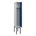 CP, C+P Spind Classic PLUS, Gestell, 1 Abteil, HxBxT 2.120 x 300 x 500 mm, lichtgrau, enzianblau, Zylinderschloss, mit Mitteltrennwand