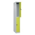 CP, C+P Doppelstock-Spind Classic PLUS, 1 Abteil, HxBxT 1.850 x 250 x 500 mm, lichtgrau, clowngrün, für Vorhängeschloss, 2 Fächer