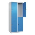 CP, C+P Doppelstock-Spind Classic PLUS, 2 Abteile, lichtgrau / lichtblau, HxB 1850 x 800 mm, mit Bodengleitern, Drehriegel