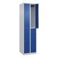 CP, C+P Doppelstock-Spind Classic PLUS, 2 Abteile, HxBxT 1.850 x 500 x 500 mm, lichtgrau, enzianblau, Zylinderschloss, 4 Fächer