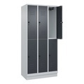 CP, C+P Doppelstock-Spind Classic PLUS, 3 Abteile, lichtgrau / grau, HxB 1950 x 900 mm, mit Bodensockel, Drehriegel