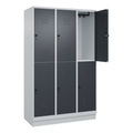 CP, C+P Doppelstock-Spind Classic PLUS, 3 Abteile, lichtgrau / grau, HxB 1950 x 1200 mm, mit Bodensockel, Drehriegel