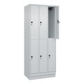 CP, C+P Doppelstock-Spind Classic PLUS, Sockel, 3 Abteile, HxBxT 1.950 x 750 x 500 mm, lichtgrau, lichtgrau, 6 Fächer, für Vorhängeschloss