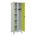 CP, C+P Mehrzweck-Putzmittelschrank Classic PLUS, Füsse, 2 Abteile, HxBxT 1.950 x 600 x 500 mm, lichtgrau, clowngrün, für Vorhängeschloss