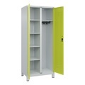 CP, C+P Mehrzweck-Putzmittelschrank Classic PLUS, Füsse, 2 Abteile, HxBxT 1.950 x 800 x 500 mm, lichtgrau, clowngrün, für Vorhängeschloss