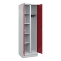 CP, C+P Mehrzweck-Putzmittelschrank Classic PLUS, Sockel, 2 Abteile, HxBxT 1.950 x 600 x 500 mm, lichtgrau, rubinrot, Zylinderschloss