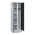 CP, C+P Putzmittelspind Classic PLUS, 1 Abteil, Trennwand mittig, lichtgrau / grau, B 600 mm, mit Bodensockel, Drehriegel