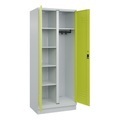 CP, C+P Mehrzweck-Putzmittelschrank Classic PLUS, Sockel, 2 Abteile, HxBxT 1.950 x 800 x 500 mm, lichtgrau, clowngrün, für Vorhängeschloss