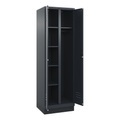 CP, C+P Putzmittelspind Classic PLUS, 1 Abteil, Trennwand mittig, grau, B 600 mm, mit Bodensockel, Zylinderschloss