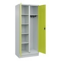 CP, C+P Mehrzweck-Putzmittelschrank Classic PLUS, Sockel, 2 Abteile, HxBxT 1.950 x 800 x 500 mm, lichtgrau, clowngrün, Zylinderschloss