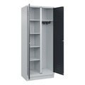 CP, C+P Putzmittelspind Classic PLUS, 1 Abteil, Trennwand mittig, lichtgrau / grau, B 800 mm, mit Bodensockel, Zylinderschloss
