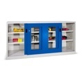 Pavoy, PAVOY Schiebetürenschrank mit Sichtfenstern, 4 Fachböden + Trennwand, HxBxT 1.000 x 1.500 x 600 mm