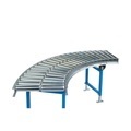 Jungheinrich PROFISHOP, Leicht-Rollenbahn, Stahlrohrrollen, 90° Kurve, Bahnbreite 500 mm, Achsabstand 75 mm