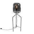 QAZQA, Design Stehlampe schwarz mit Rauchglas - Bliss
