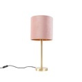 QAZQA, Romantische Tischleuchte Messing mit rosa Schirm 25 cm - Simplo