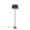 QAZQA, Moderne Stehleuchte schwarz mit schwarzem Schirm 45 cm - Simplo