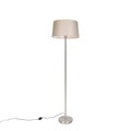 QAZQA, Moderne Stehlampe Stahl mit taupefarbenem Schirm 45 cm - Simplo