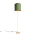 QAZQA, Botanische Stehlampe Messing mit grünem Schirm 40 cm - Simplo