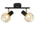 QAZQA, Design Spot schwarz mit Gold 2-Licht - Mesh